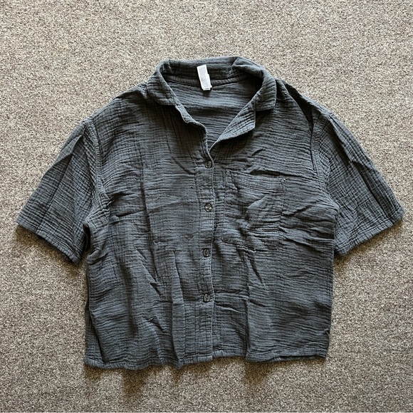 Dark Grey 2 Piece Sleep Set Short Sleeve Top + Drawstring Shorts Size XS Pajamas - Picture 8 of 12